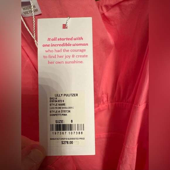 Lilly Pulitzer Lucilyn One-Shoulder Confetti Pink Dress NWT - Picture 7 of 8